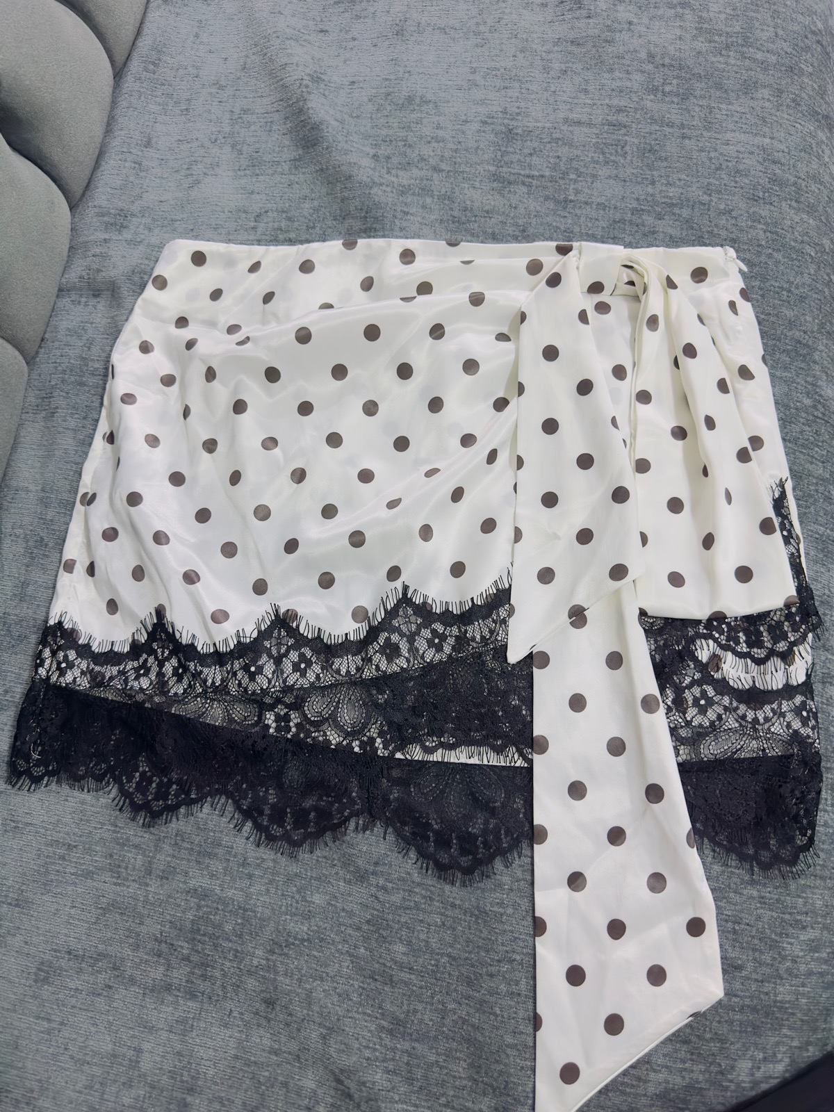 SHEIN Polka Dot Satin Mini Skirt - Size L