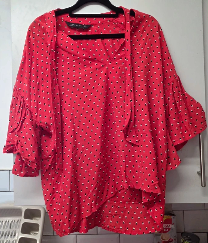 Zara Red Patterned Blouse