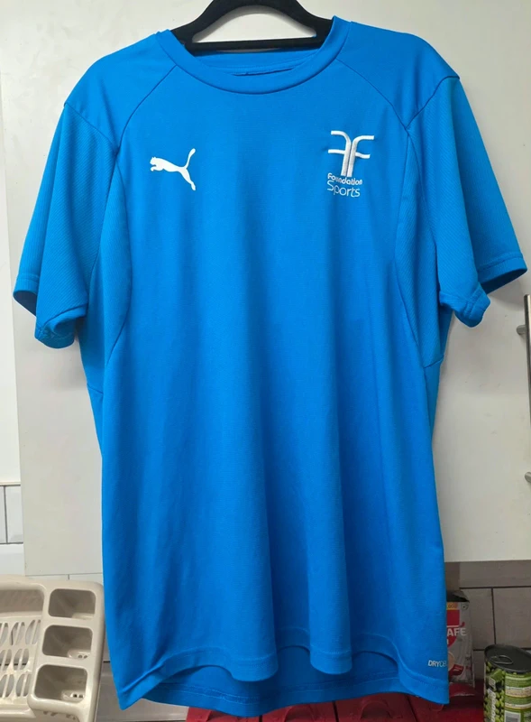 Puma Foundation Sports Blue T-Shirt with white logos