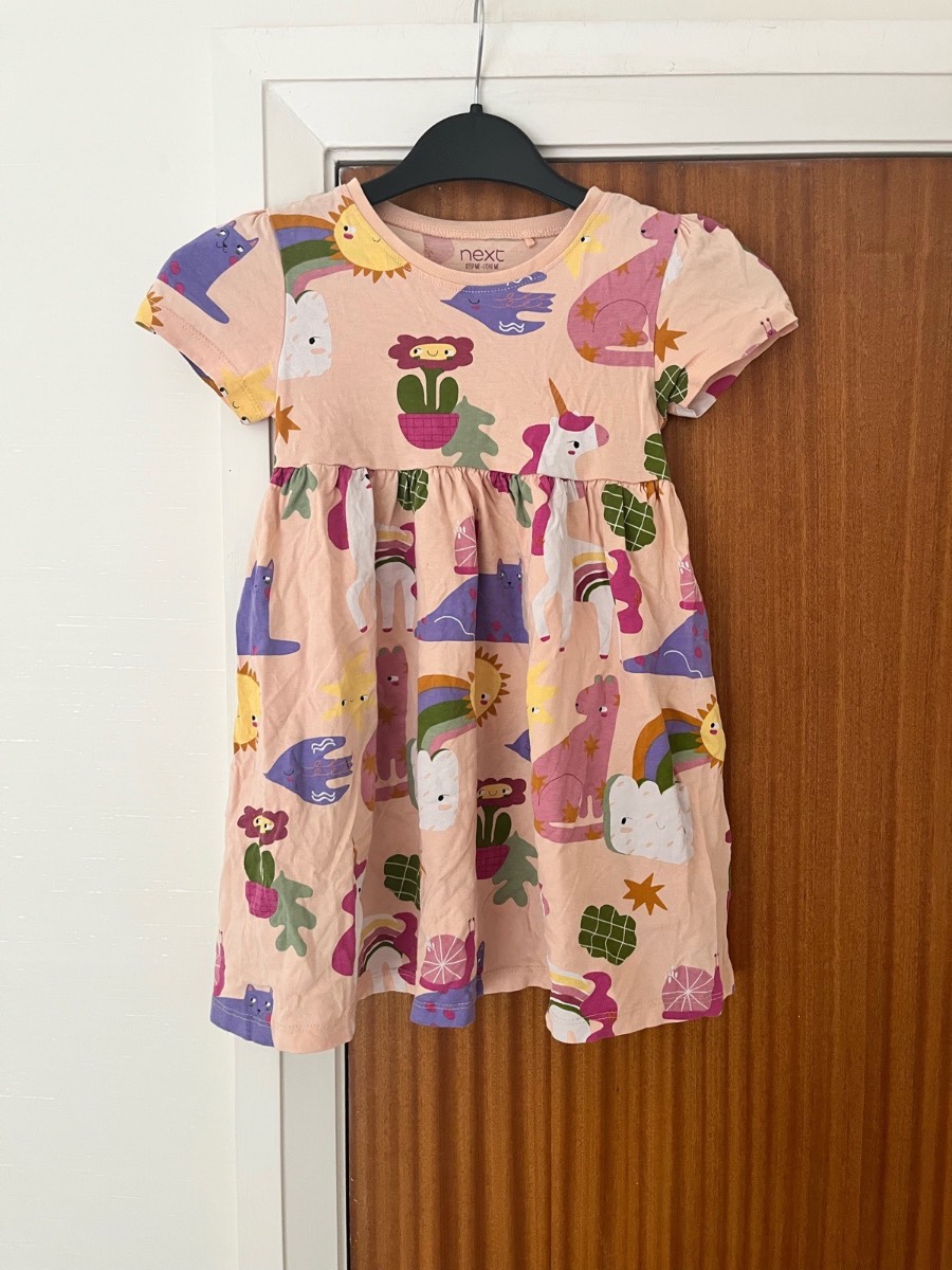 Next Orange Pattern Girls Dress 4-5 Yrs