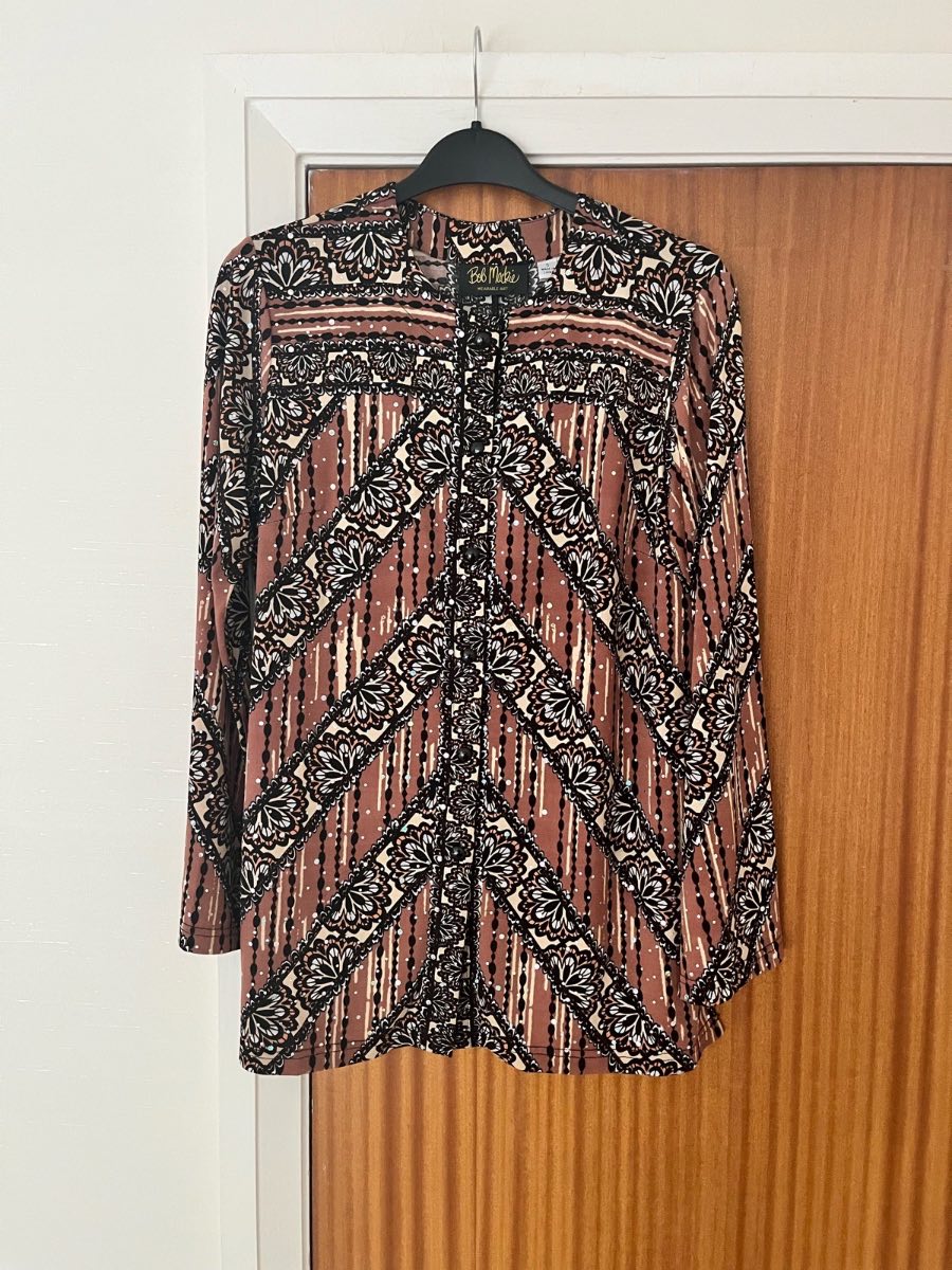 Bob Mackie Brown Sparkly Shirt Size S