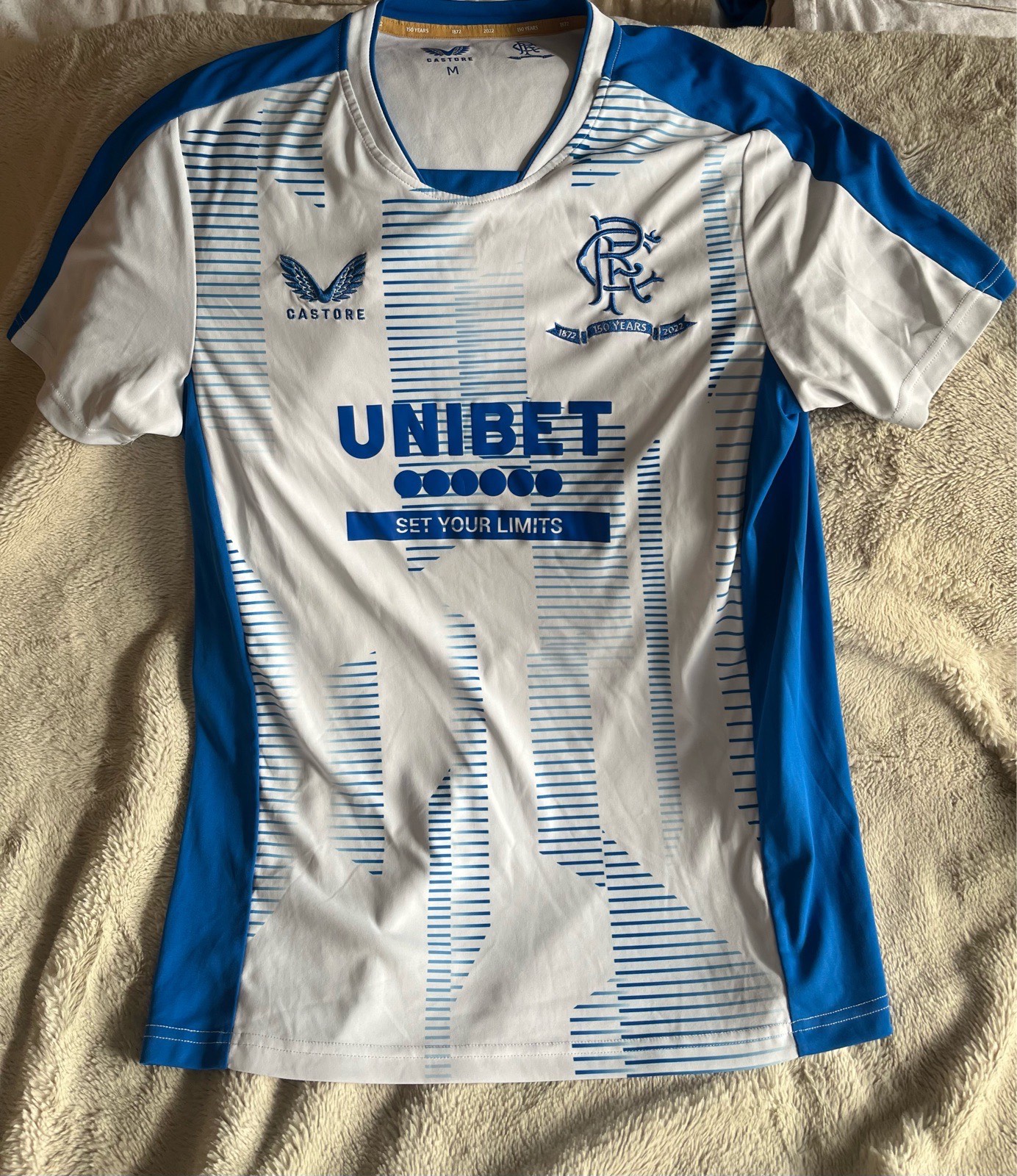 Rangers FC Football Jersey Mens M Medium White Castore 150 Years 2022