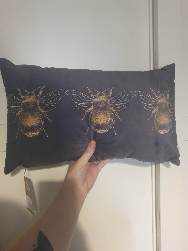 Bee Print Velvet Cushion