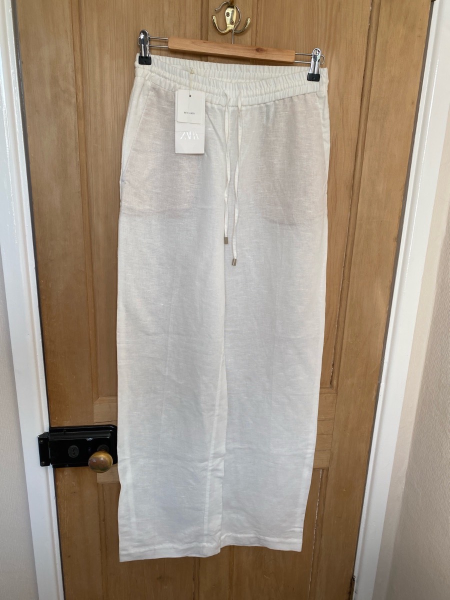 Zara White Linen Trousers size s
