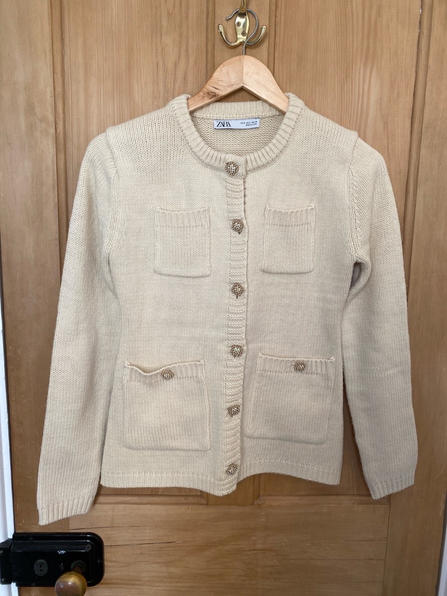 Zara Cream Cardigan with Gold Buttons