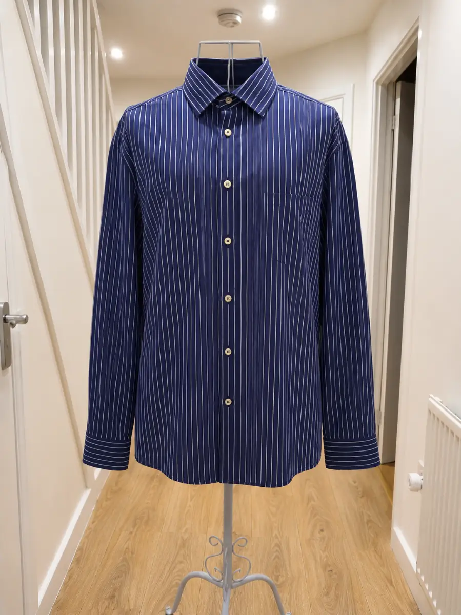 Daniel Grahame Drifters Men's Size Large Blue and White Striped Long Sleeved Shirt