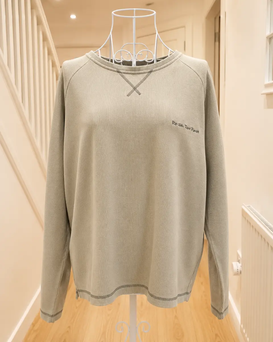 Rocha John Rocha Beige Textured Knit Sweater Men's Size Large Chest Pocket Casual Jumper
