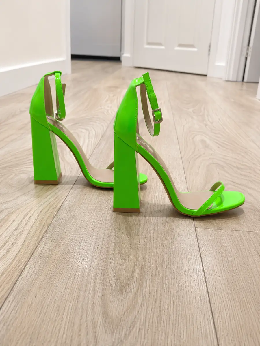 Ego Size 5 Neon Green Atomic Square Block Heels