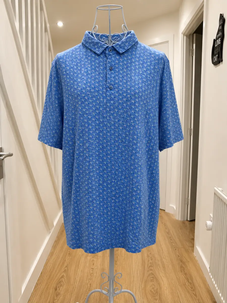 Next Men's Size XL Blue Shell Print Short Sleeve Shirt