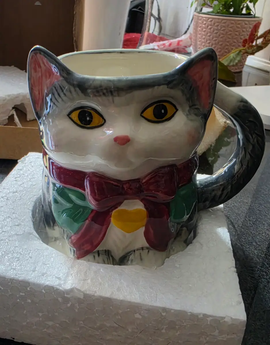 Anthropologie Peluche Pet Stoneware Mug Tuxedo Cat