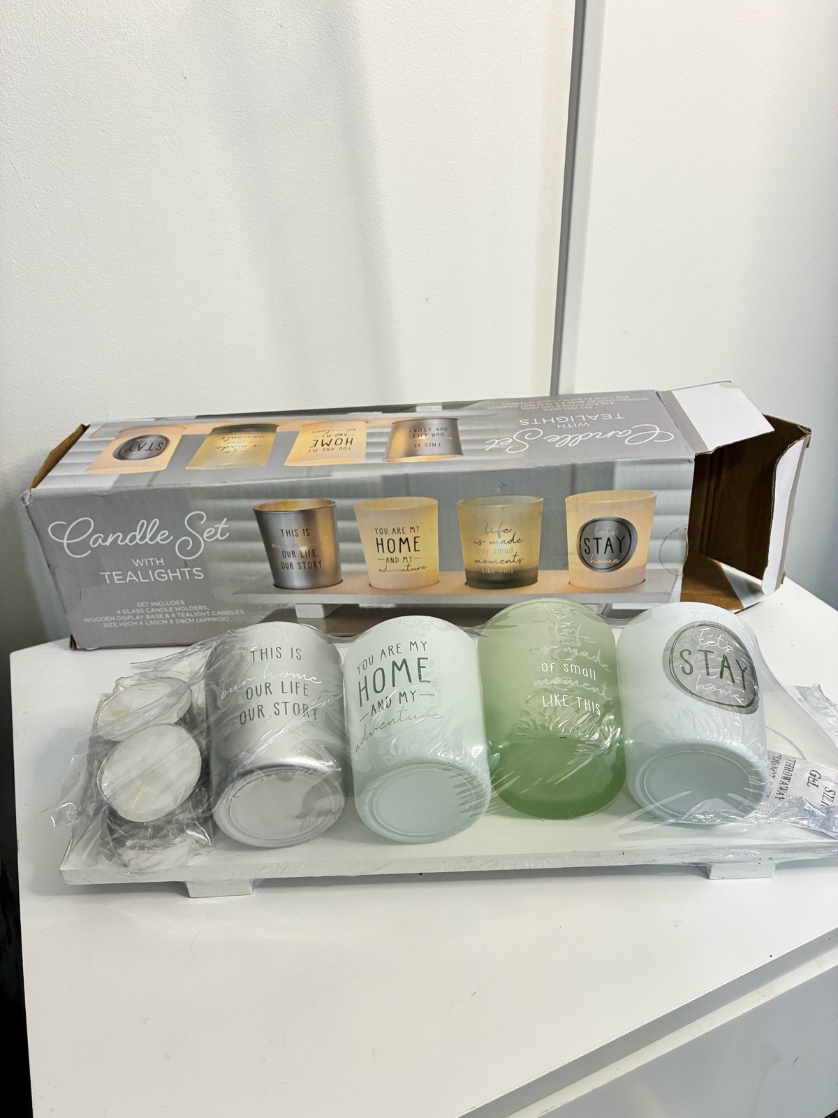 Brand new glass candle set