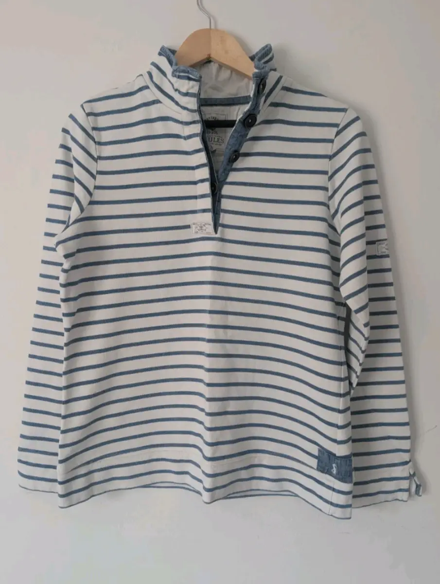 Joules ‘Cowdray’ Blue White Striped Long Sleeve Top Size 14