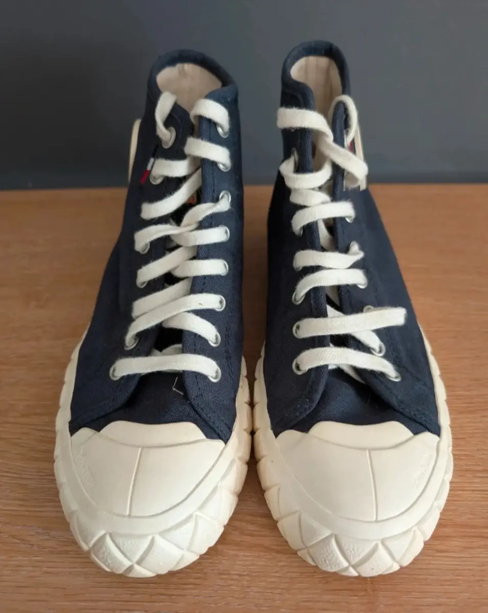 Ace Blue White Canvas Hi Top Baseball Trainers Palladium Palla | UK Size 5