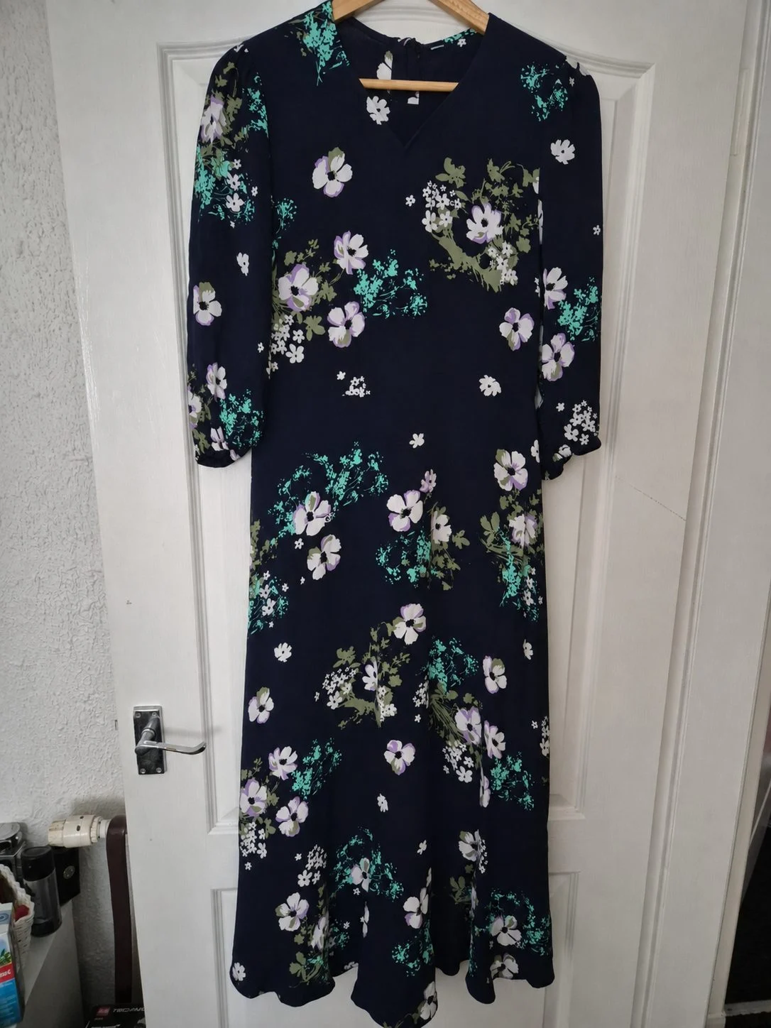 Mark & Spencer Navy Floral Midi Dress Size 12