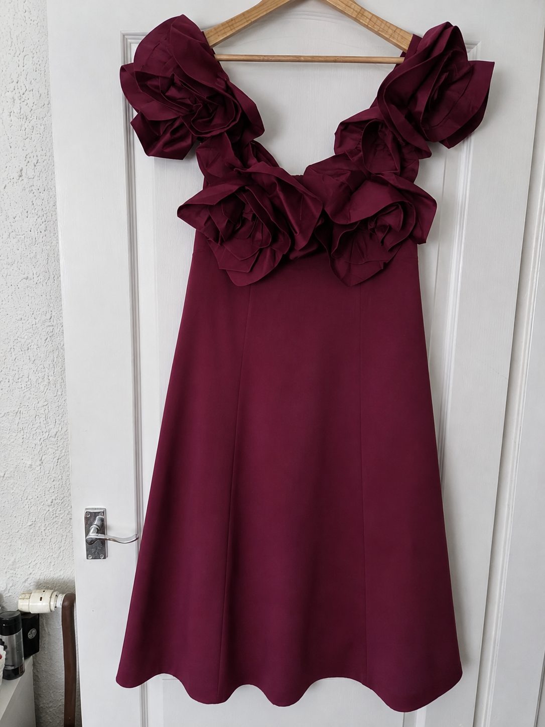 Canella Lane Burgundy Floral Detail Dress Size 18