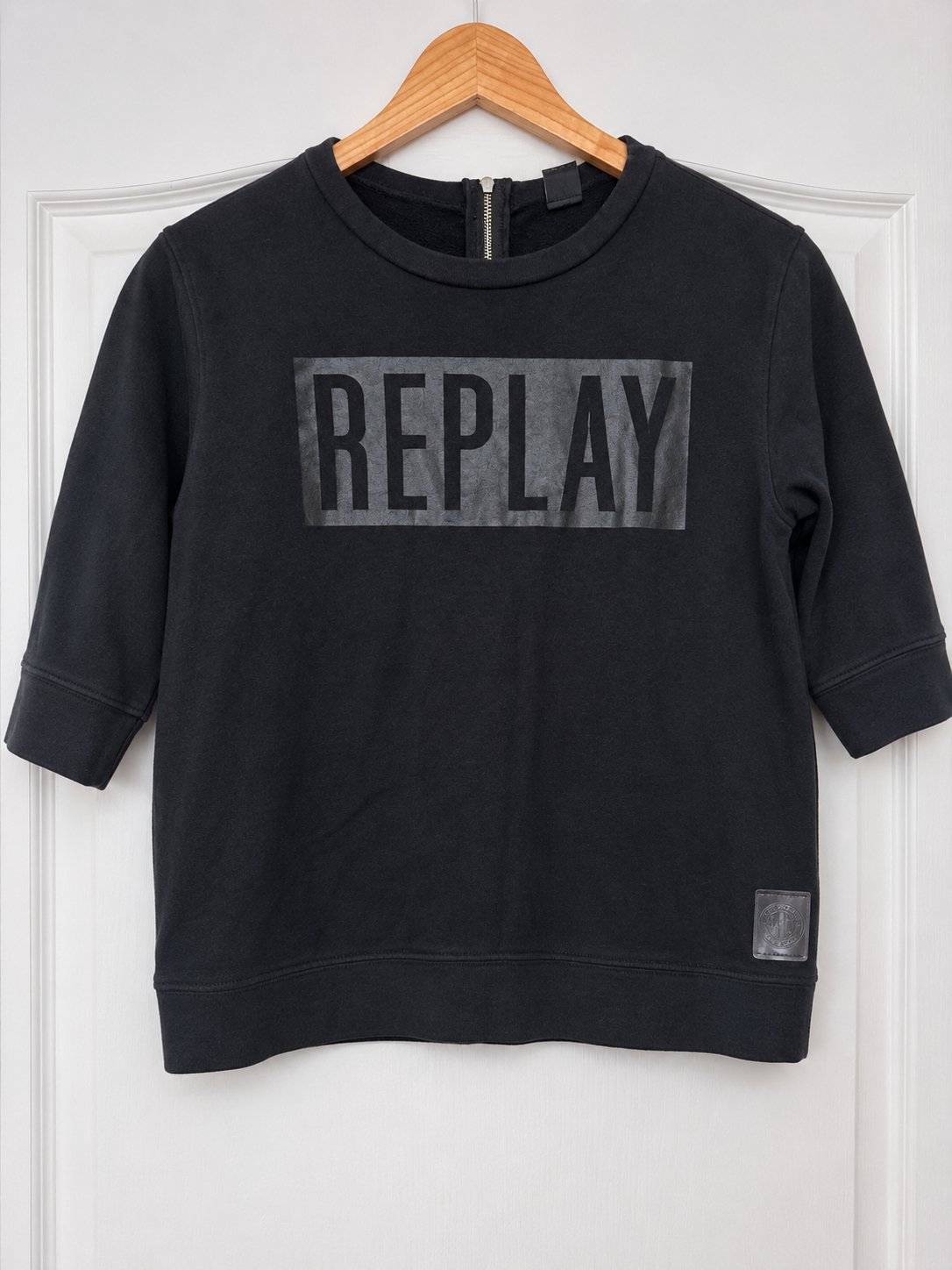 Replay Black Logo Sweatshirt XS Fits XS/S Designer Casual Top