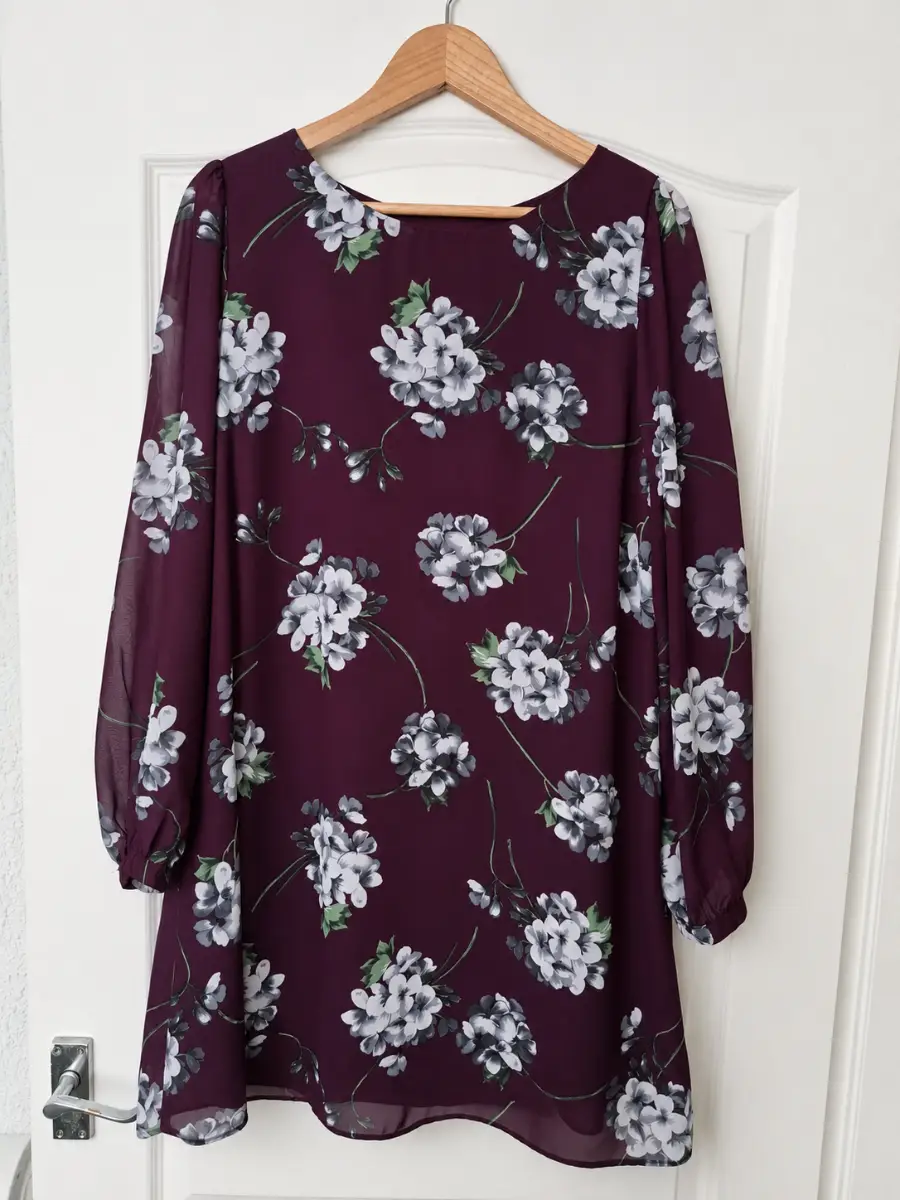 Atmosphere Burgundy Floral Chiffon Dress UK 18