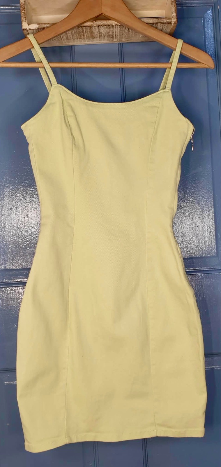 H&M Divided XS UK 6 Lime Green Cotton Stretch Bodycon Mini Dress Y2K