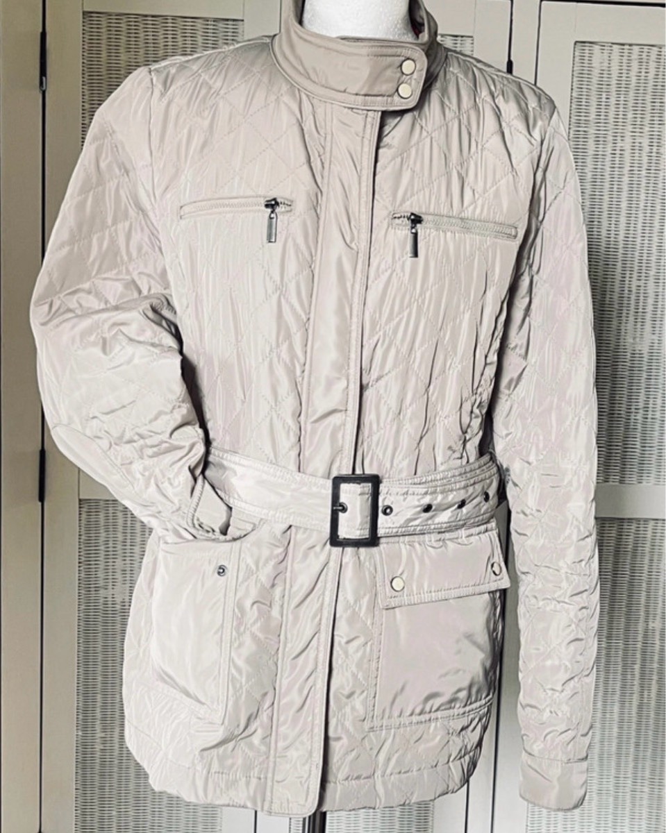 Classic Beige Quilted Jacket Edina Ronay London UK 16
