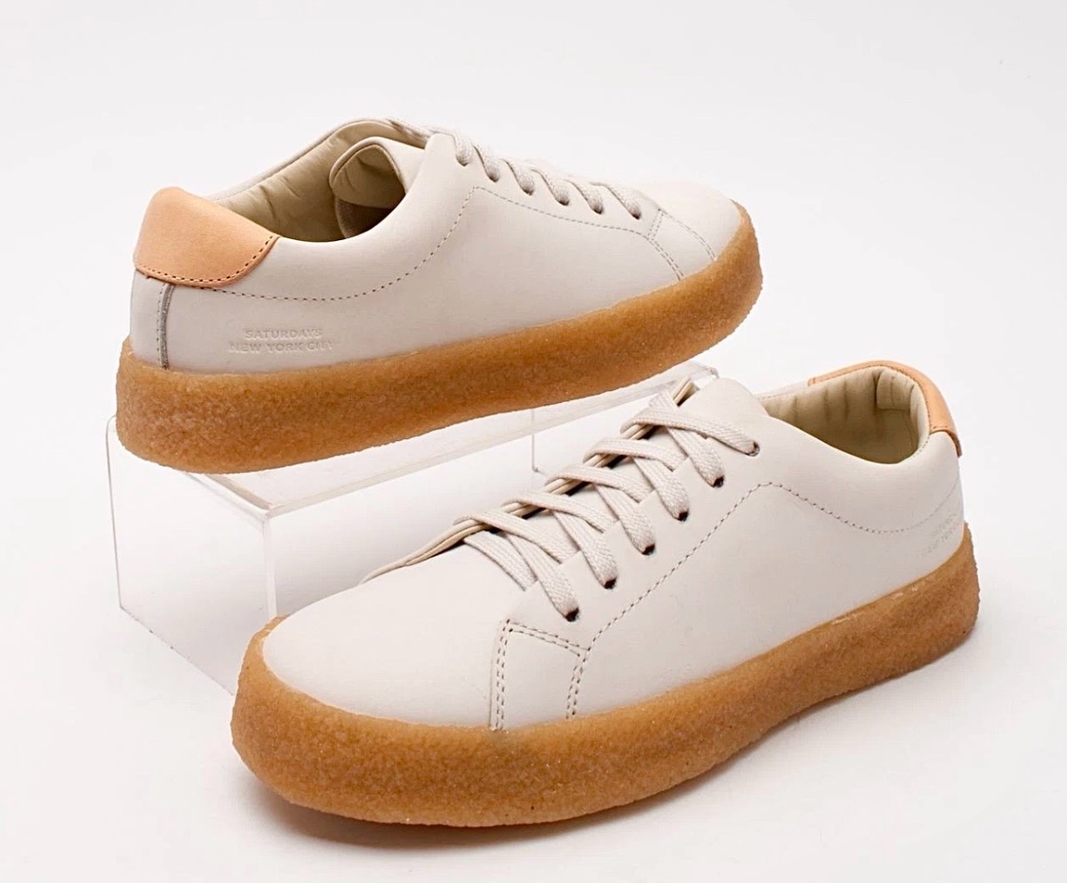 Saturdays NYC Derek Crepe Leather Sneakers Ivory New US 5 UK 4 5 EU 37