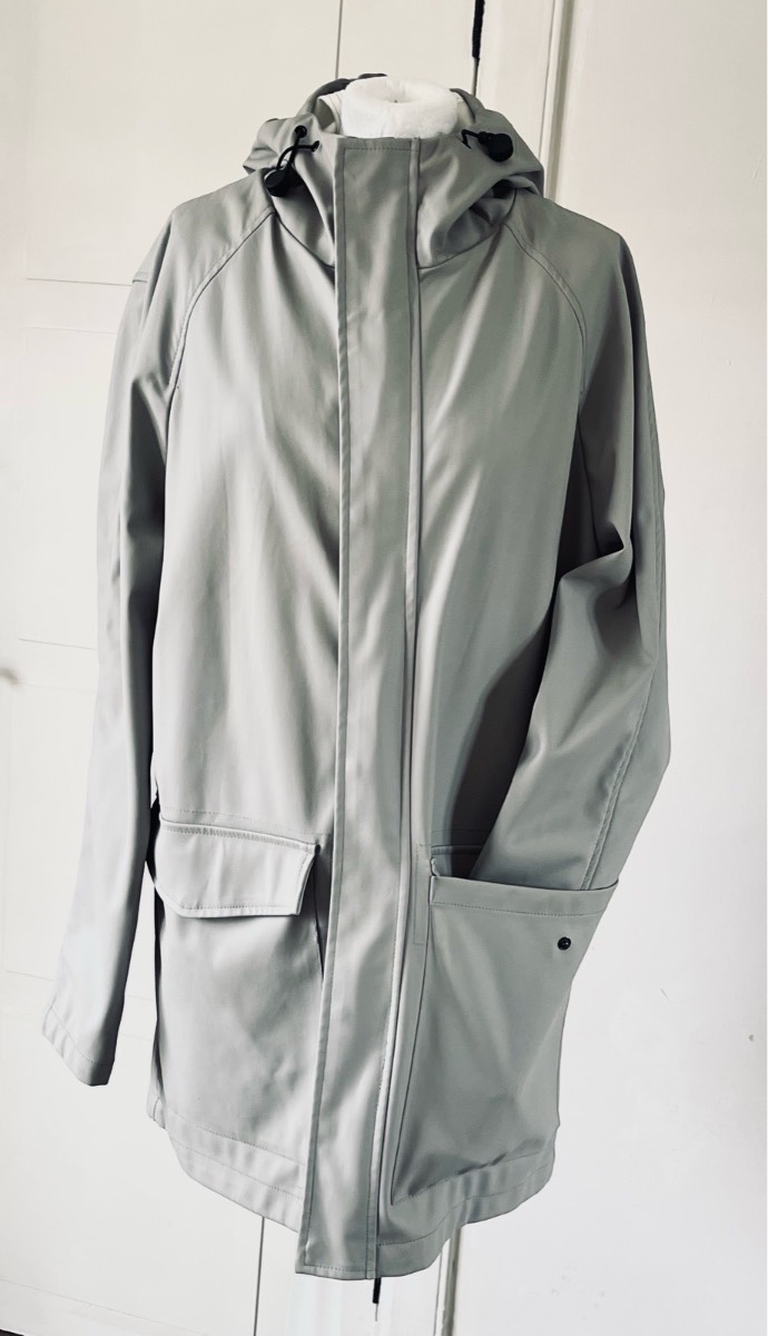 Pull&Bear Waterproof Hooded Rain Jacket Grey Lightweight Windproof Coat Size M