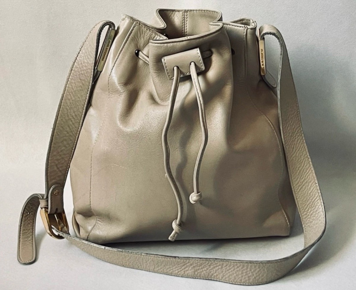 Francesco Biasia, Beige, Genuine Leather, Bucket Bag, Vintage, Medium.
