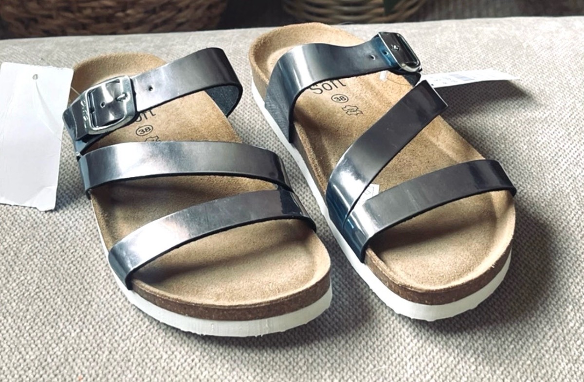Ara HighSoft Iridescent Leather Sandals UK 5 EU 38 Chameleon Metallic