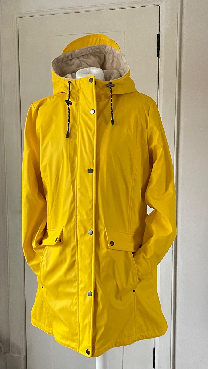 Weatherproof Yellow Hooded Raincoat Rain Slicker Jacket Size L