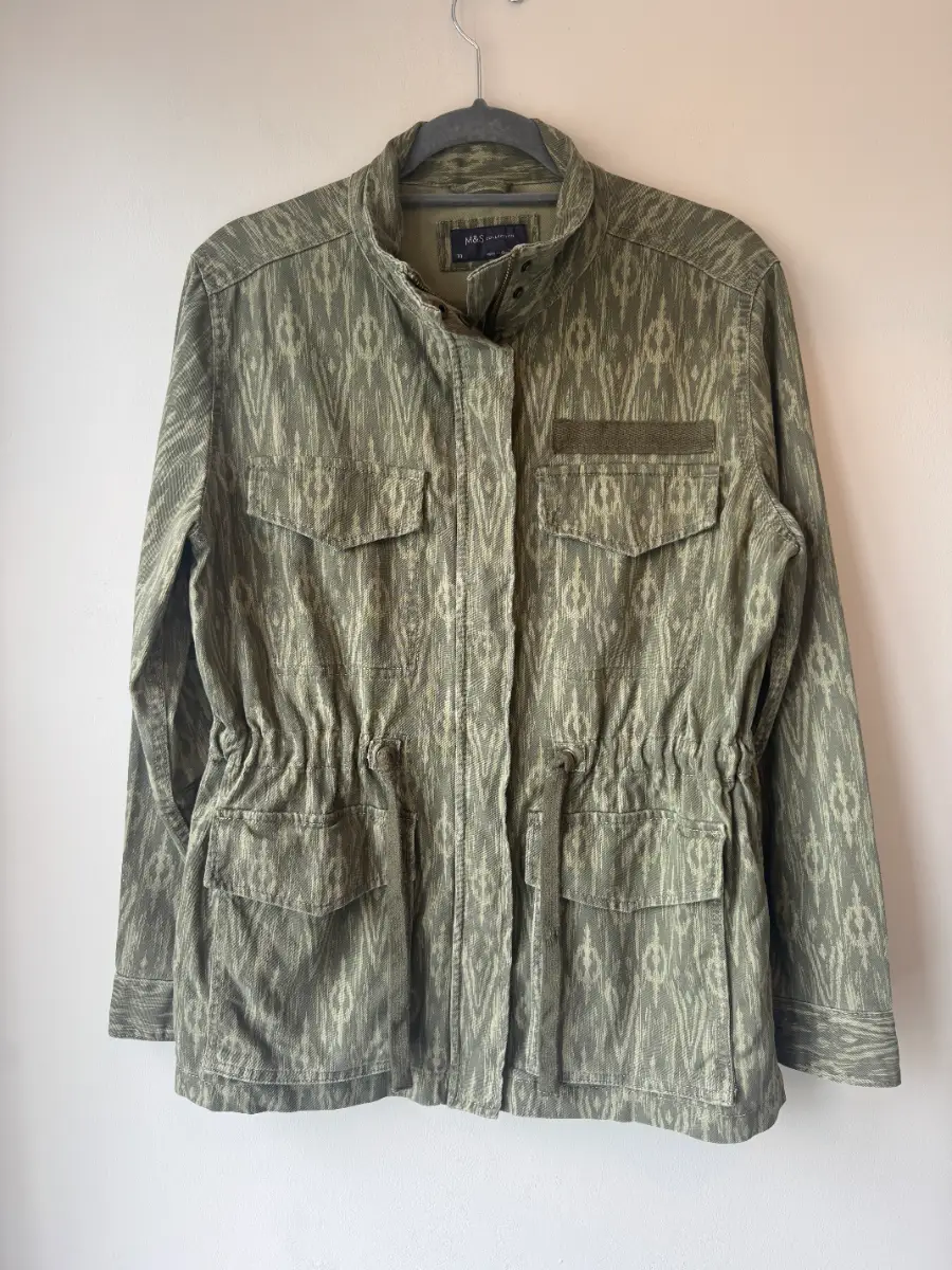 ​M&S Collection Khaki Ikat Print Utility Jacket UK 10