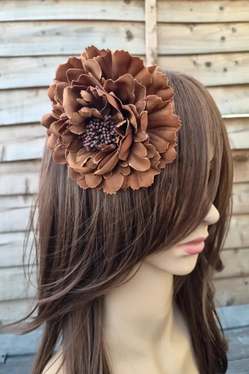 Brown flower hair clip fascinator