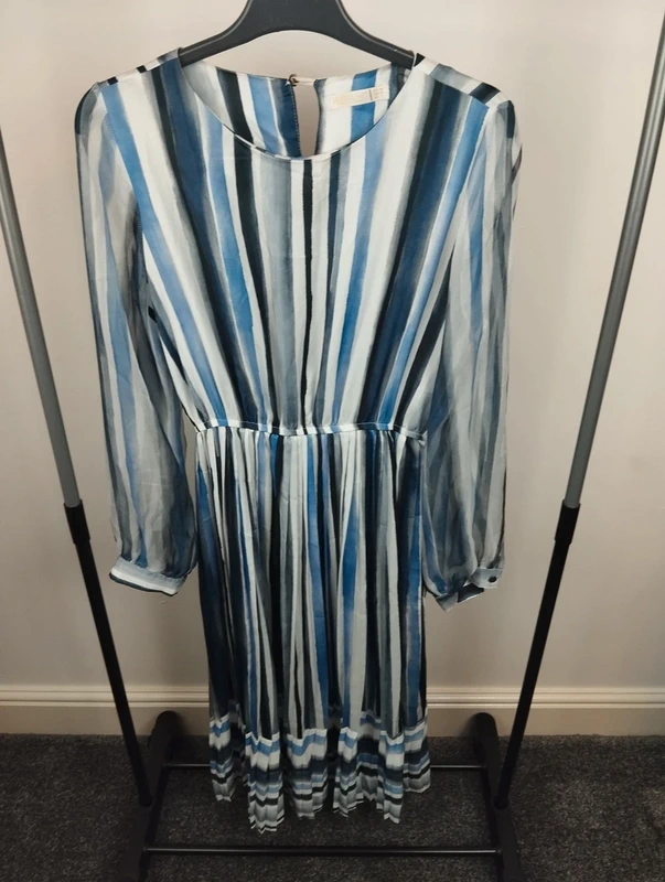 Women blue dress knee length UK 12 size
