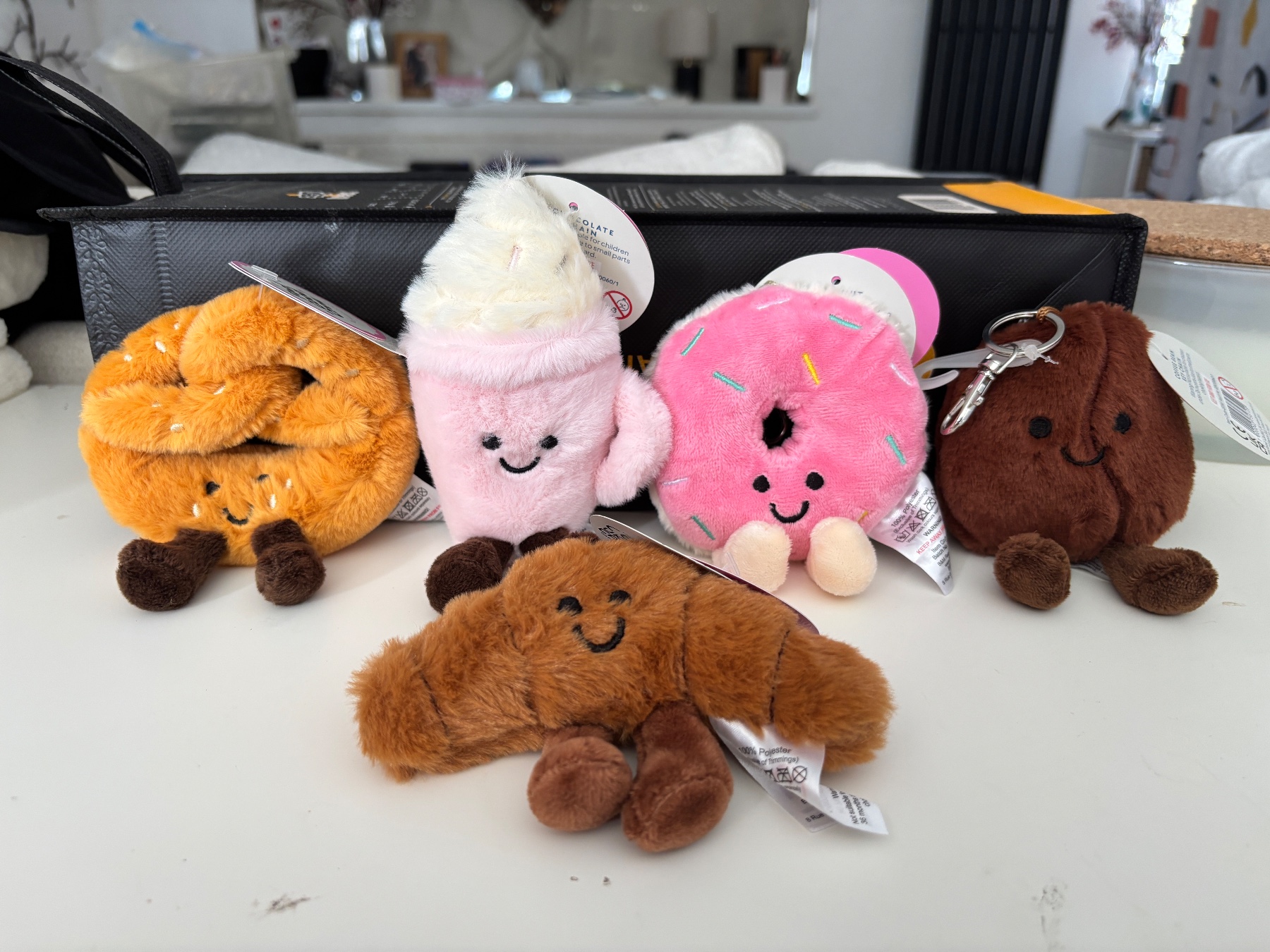 'Jellycat Dupes of 5 Cute Bakery Plush Bag Charms / Keyrings - New with Tags'