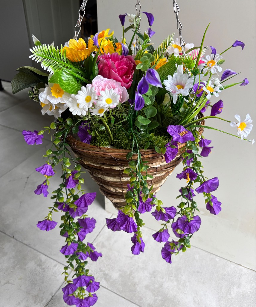 BNWT- Faux Flower Hanging Basket
