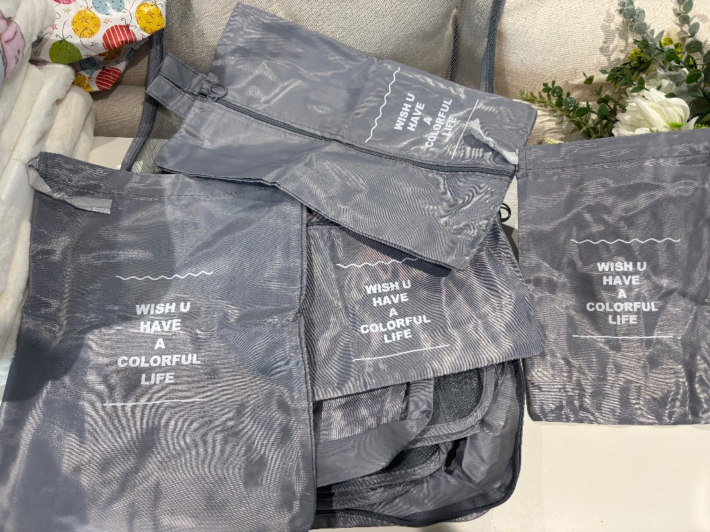 6-Piece Travel Packing Cubes & Organizer Set - Charcoal Gray (New)