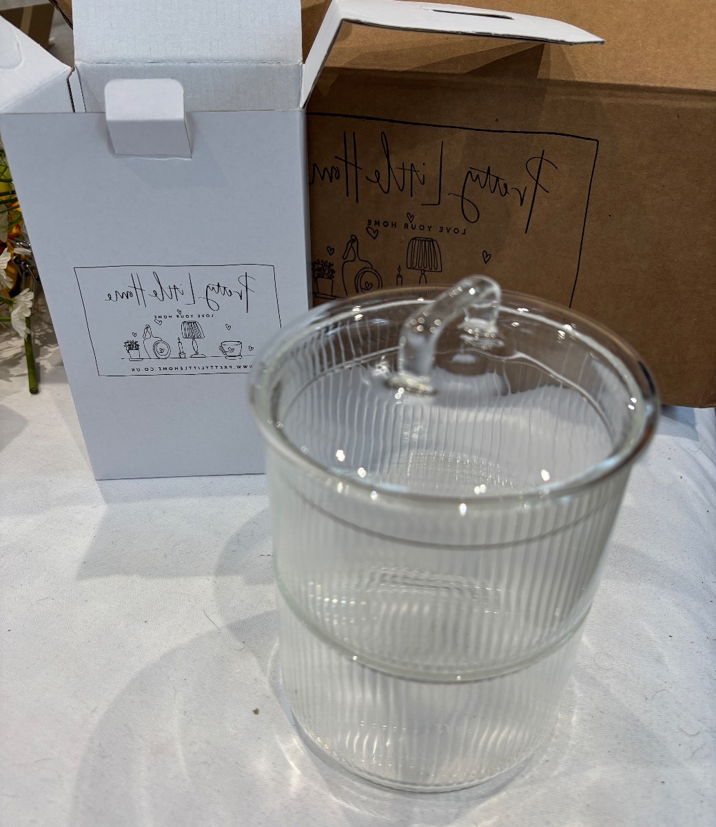 BNWT- Pretty Little Home Stackable Ribbed Glass Jars
