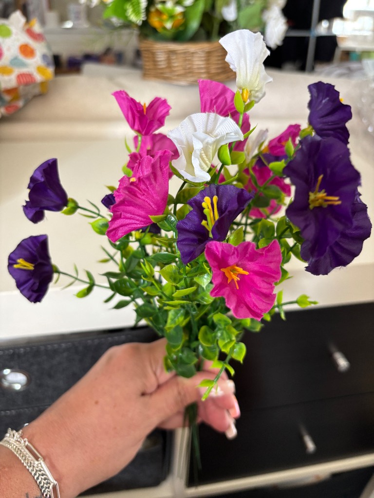 Beautiful Faux Wildflower Bouquet – Purple, Pink & White