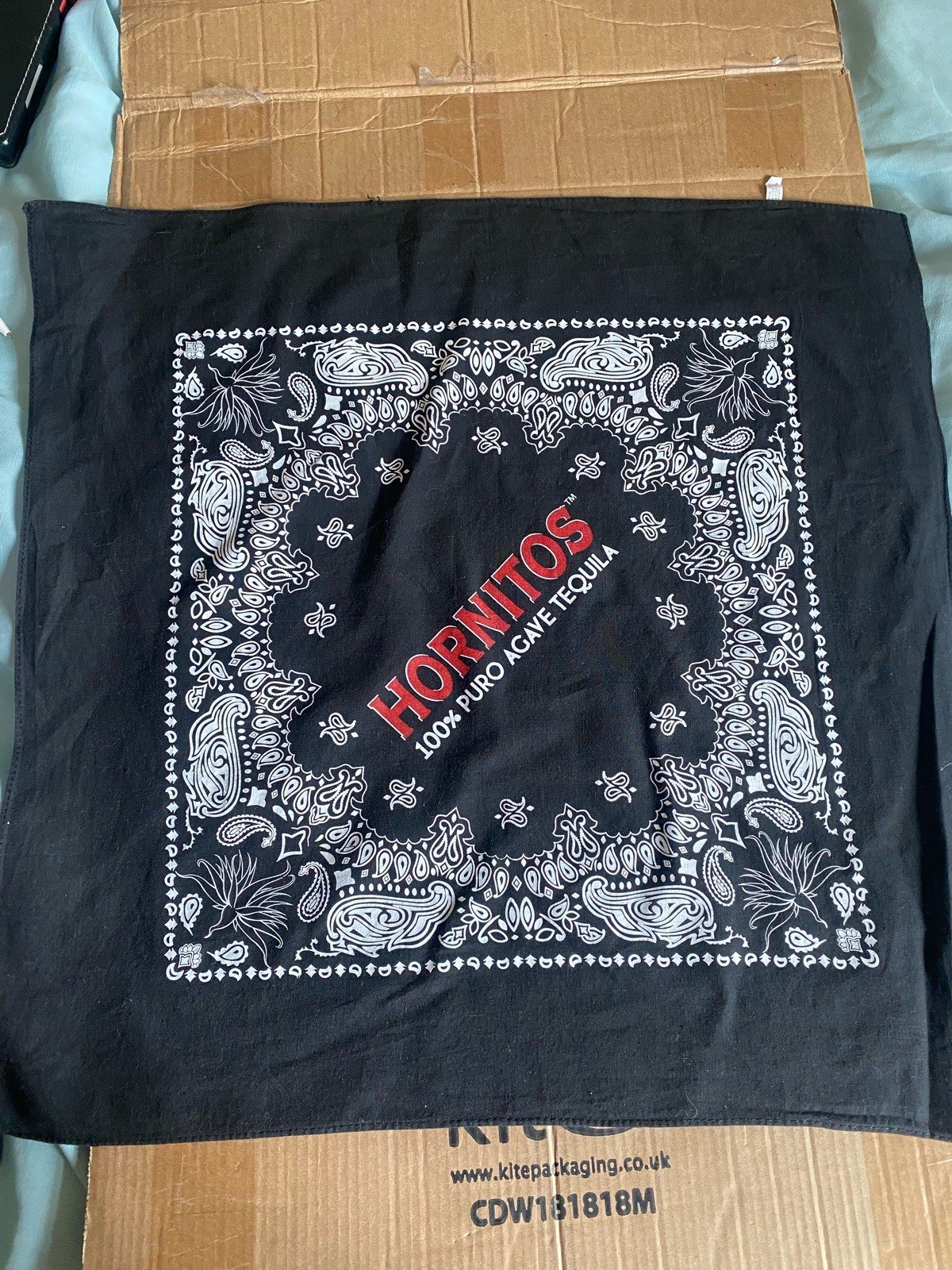 Vintage Hornitos Tequila Black Paisley Promotional Bandana