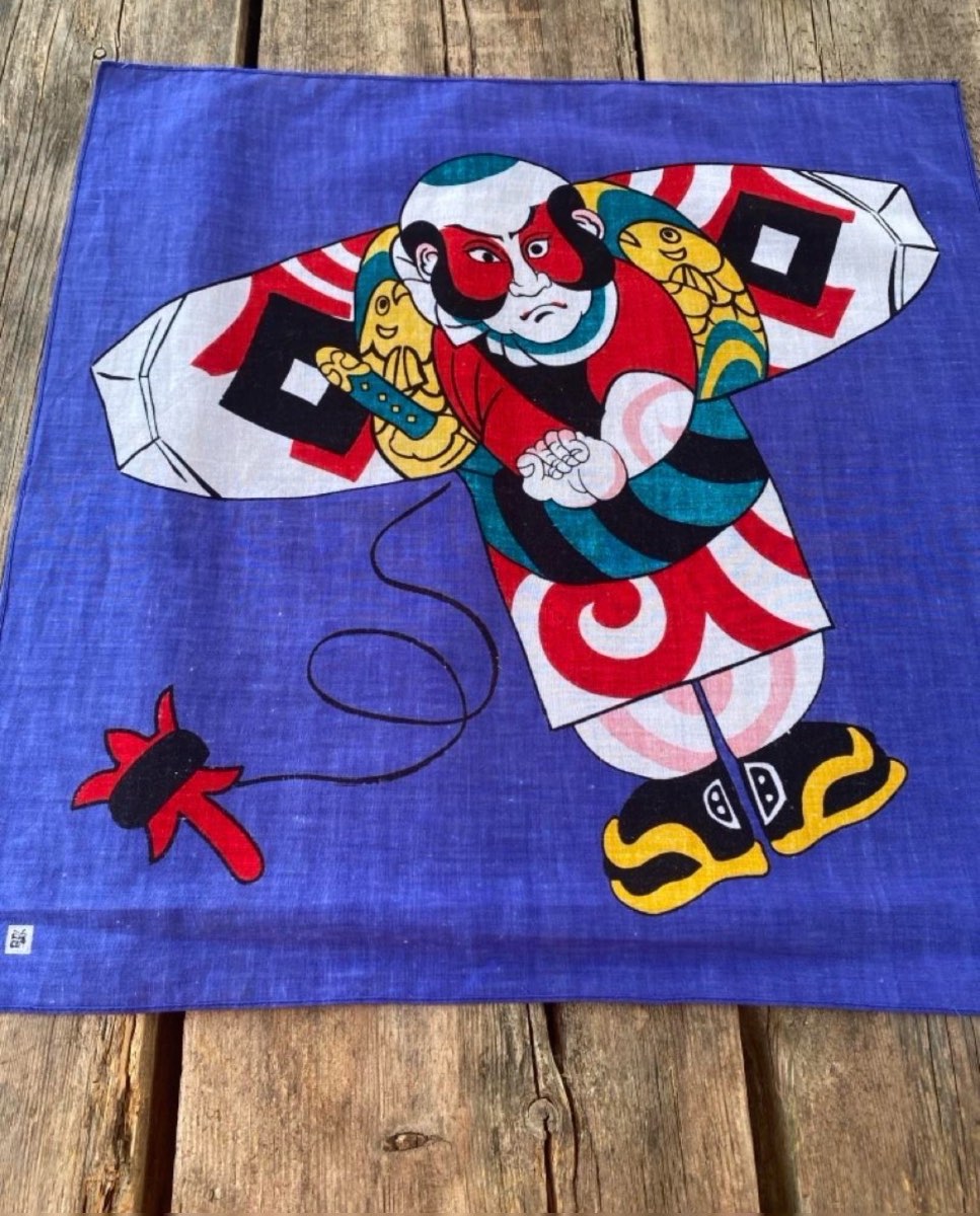 Blue Japanese Noh Mask bandana