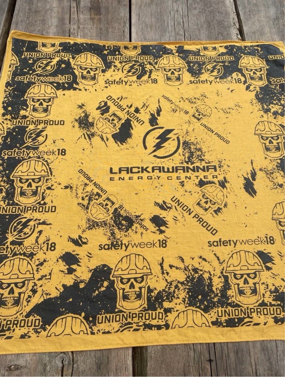 Vintage Sportex Safety Skull Bandana Yellow/Black Cotton Graphic Print Unisex