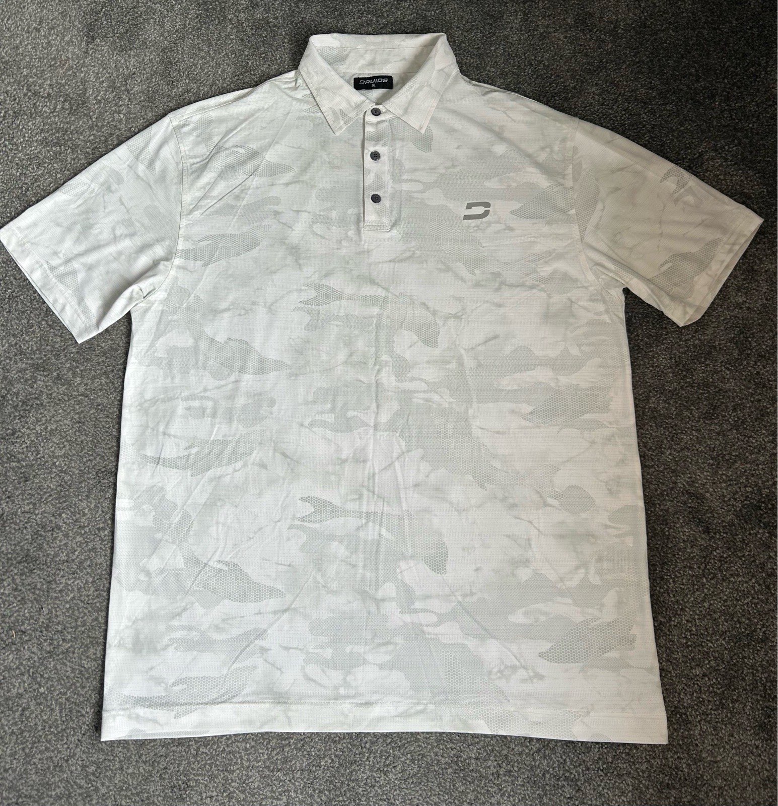 Druids men’s golf polo shirt - White/Grey patterned - 3XL