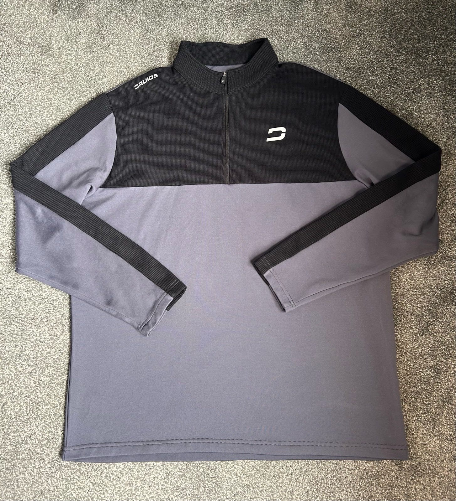 Druids men’s golf pullover 1/4 zip golf jumper - Black/Grey - XXL