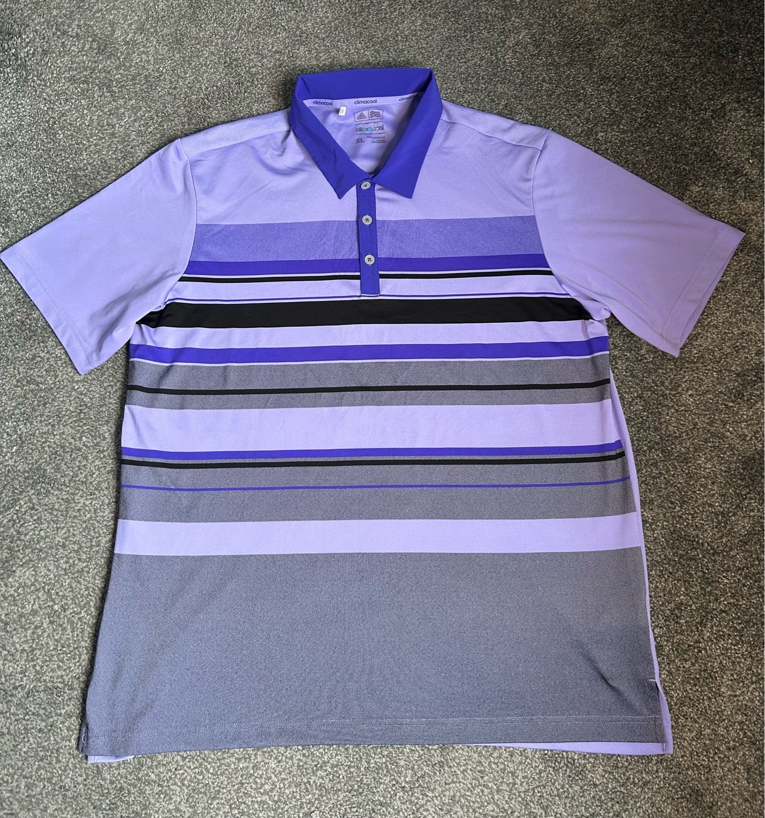 Adidas Climacool men’s golf polo shirt - Purple stripe - XL