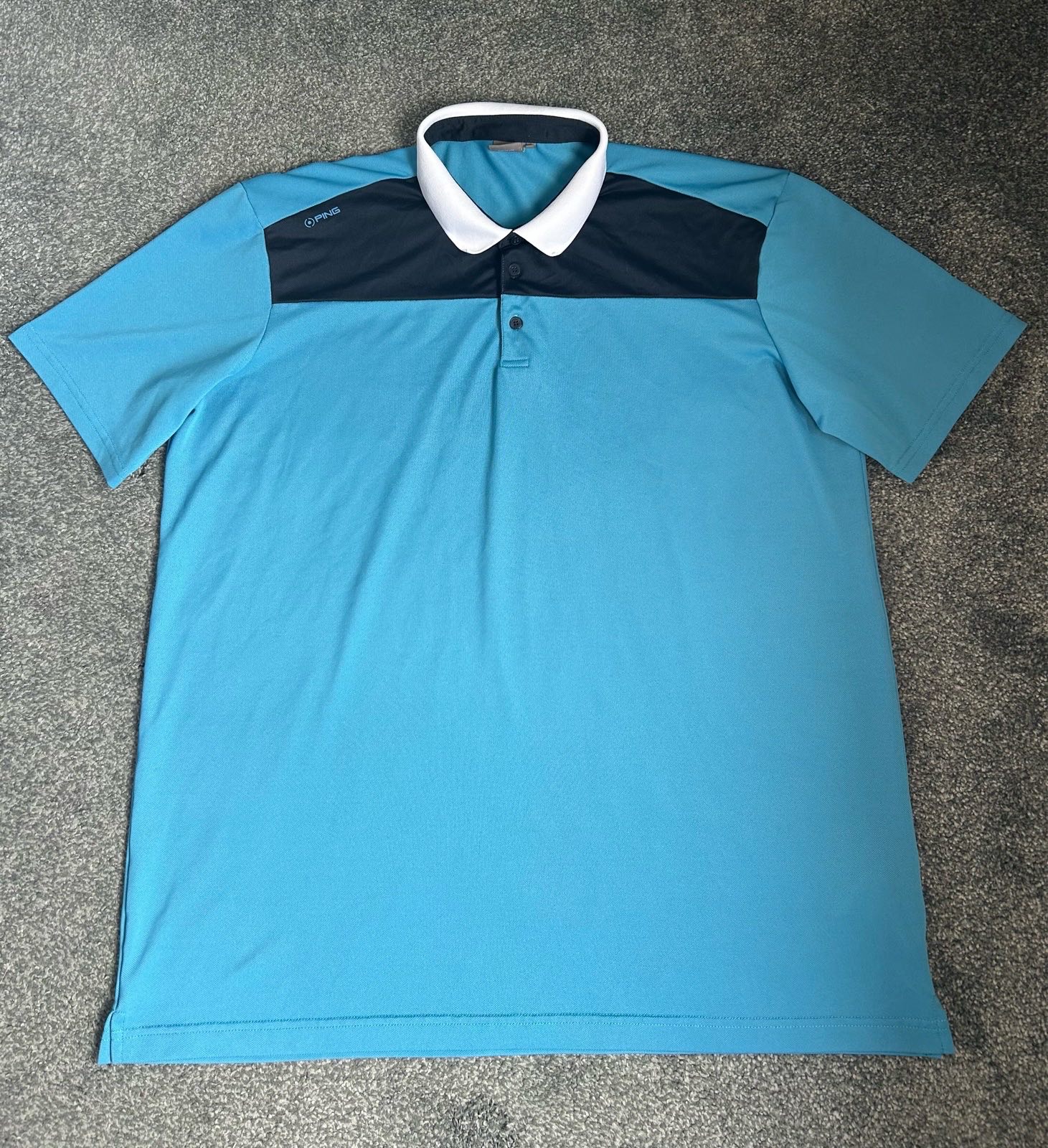 Ping Sensorcool men’s golf polo shirt - Blue/Navy colourblock - XXL