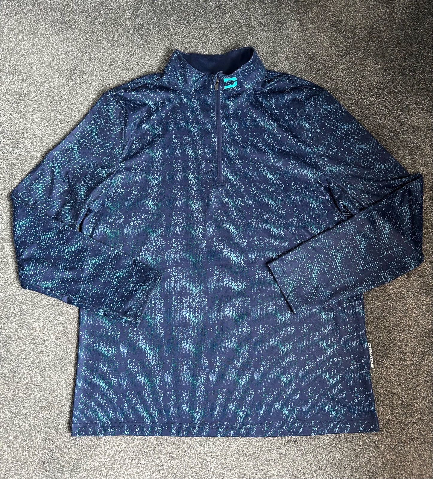 Druids men’s golf 1/4 zip pullover lightweight jumper - Blue glitch pattern - M