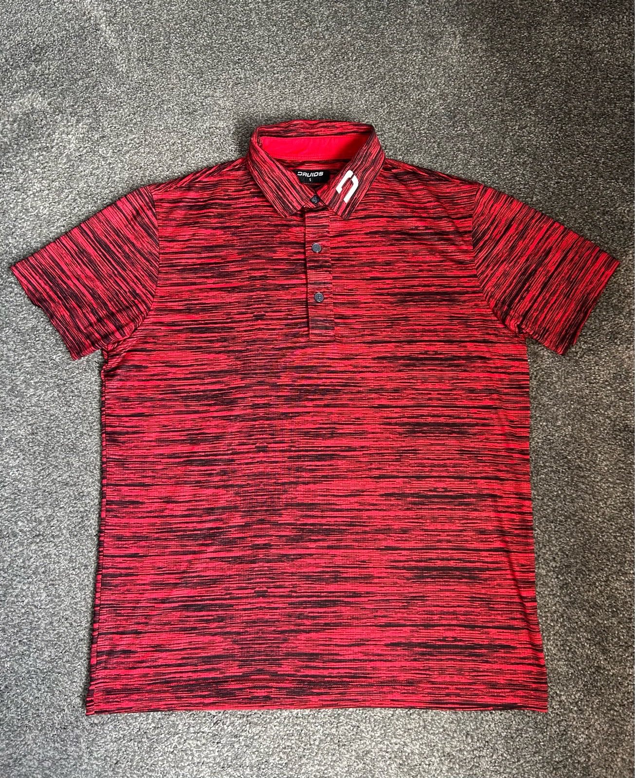 Druids men’s golf polo shirt - Red/Black marl - S