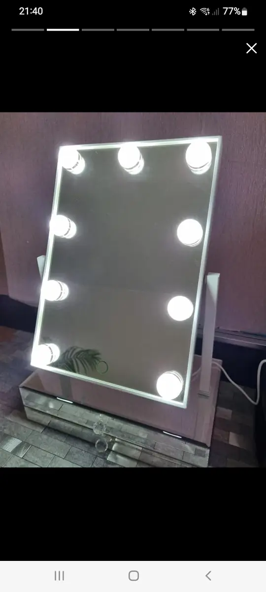 Vanity Mirror With Lights & Mirrored Glass Jewellery Box
