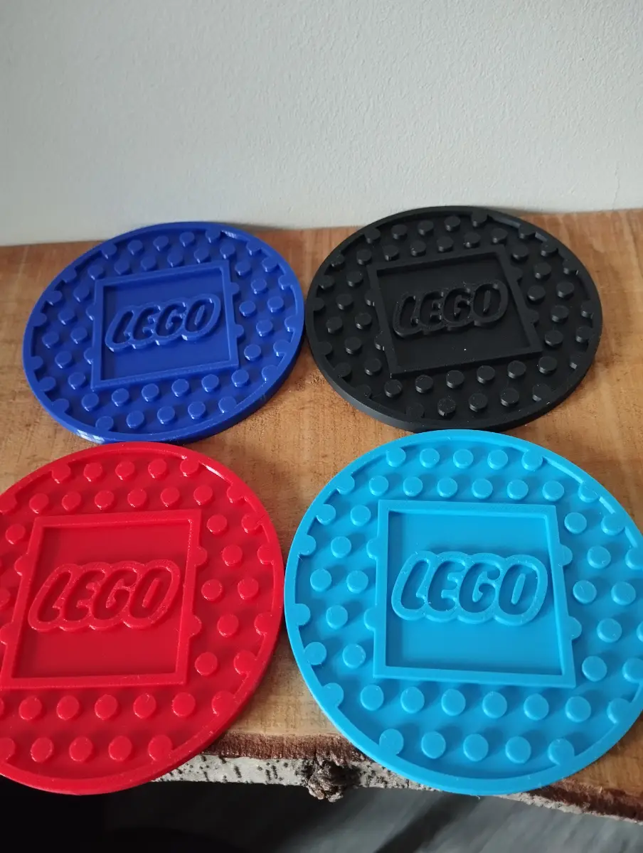 Set of 4 3d printed Lego themed coasters.