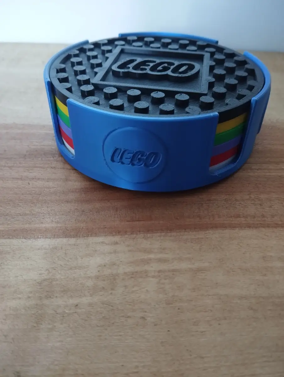 3d printed Lego themed coasters and coaster holder set of six coasters