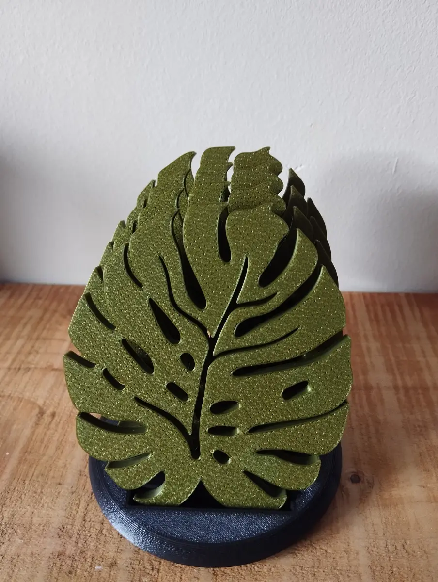 3d printed leaf design coasters and coaster holder