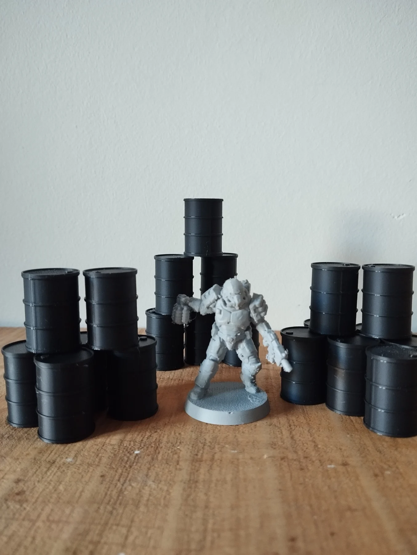 20 3d printed oil barrels terrain for Warhammer and wargames